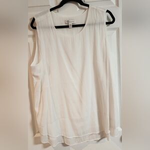 Cristina B Doulw Layered Sleeveless Blouse, Size XXL, White